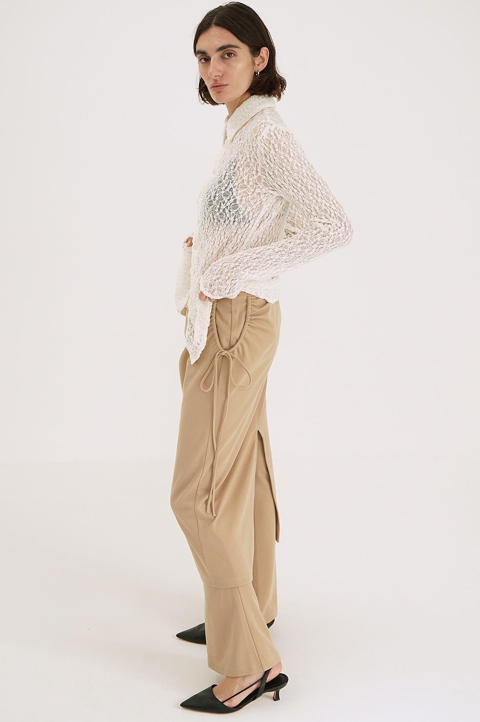 PANTS LAYERED SIDE SHIRRING SKIRT