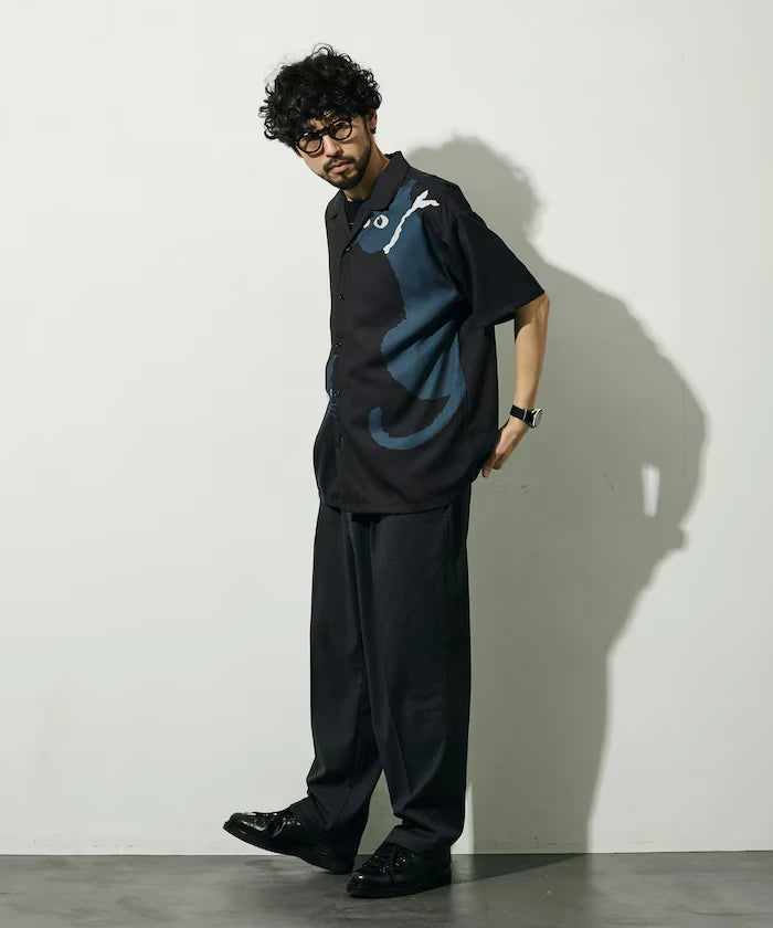 Open Collar Big Pattern Short Sleeve Shirt / Big Silhouette