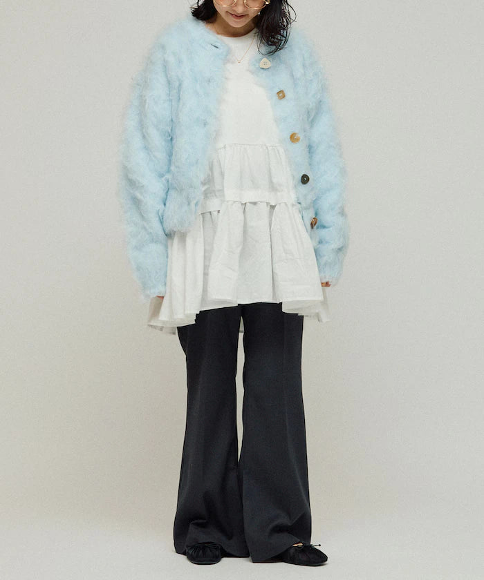 Variation Button Shaggy Knit Cardigan