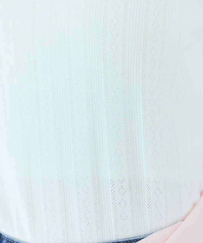 Boat Neck Pullover Knit Lace T-Shirt