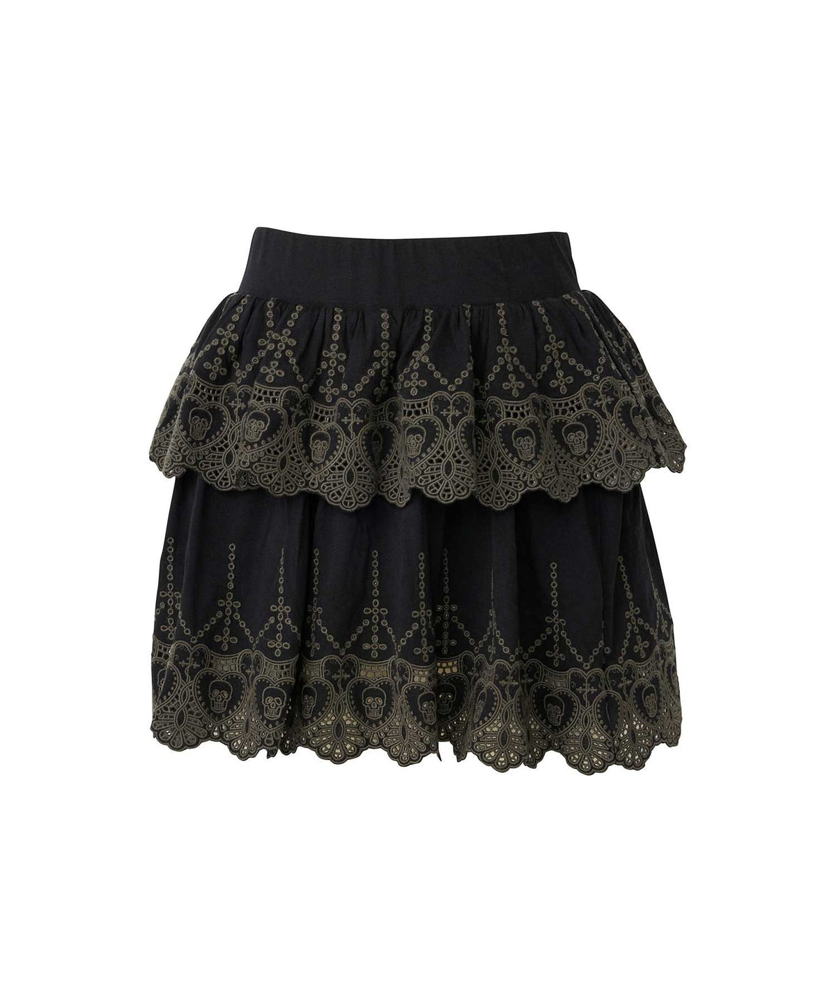 SKULL LACE Scalloped Embroidery Skirt