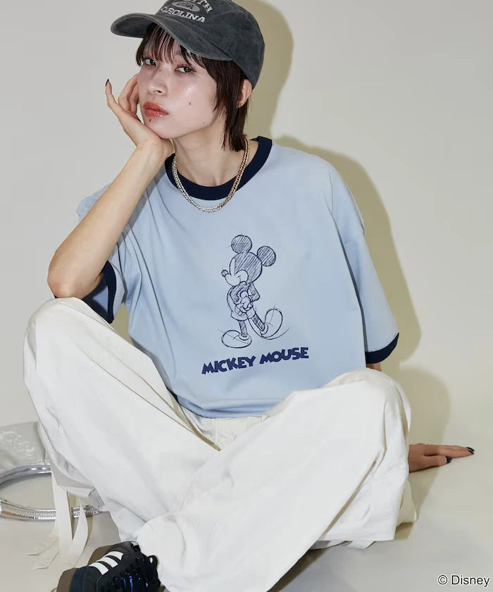 <Functional Material>Mickey Mouse/Sketch Ringer T-Shirt Limited Edition