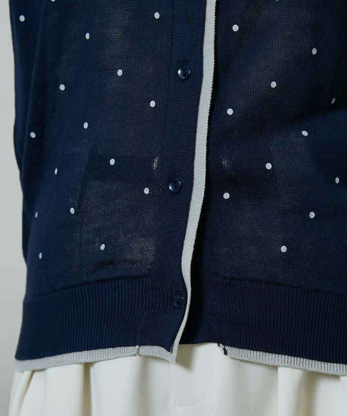 Dot Pattern Layered Short Sleeve Knit Cardigan Limited Release