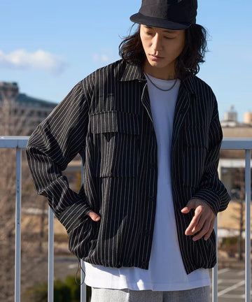 Stripe Shirt Blouson / Setup Compatible / Layer / Relaxed Fit