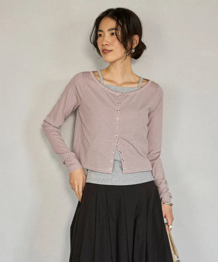 [February 12, 12:00 Release] Layered Set Top / Striped Cardigan & Camisole
