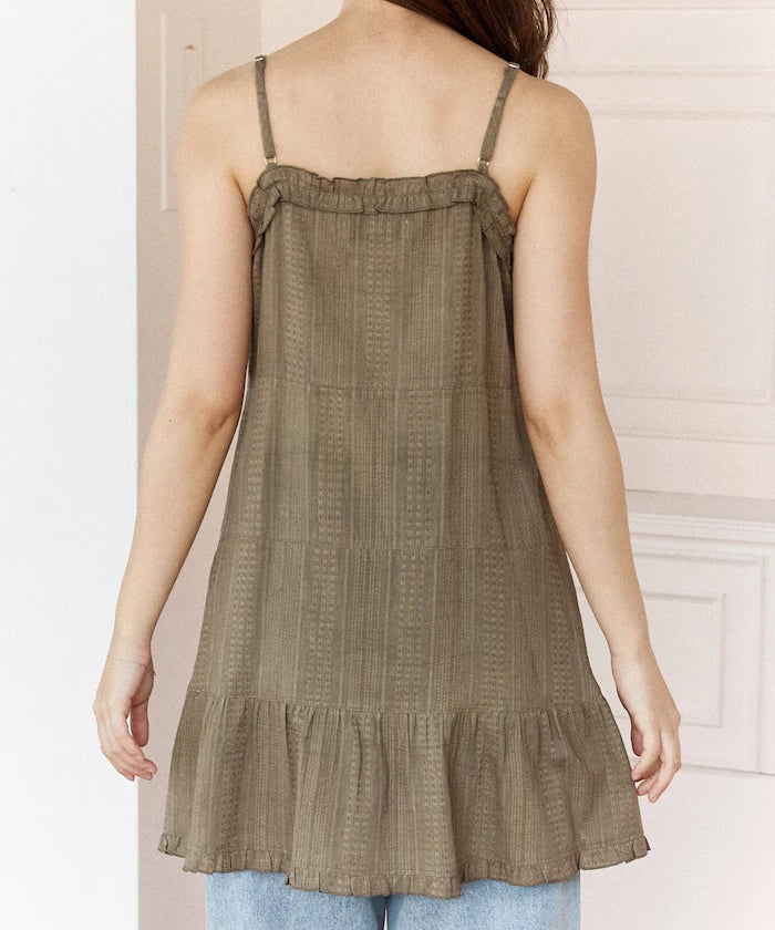 India Cotton Ruffle Tiered Camisole Mini Dress Limited Edition