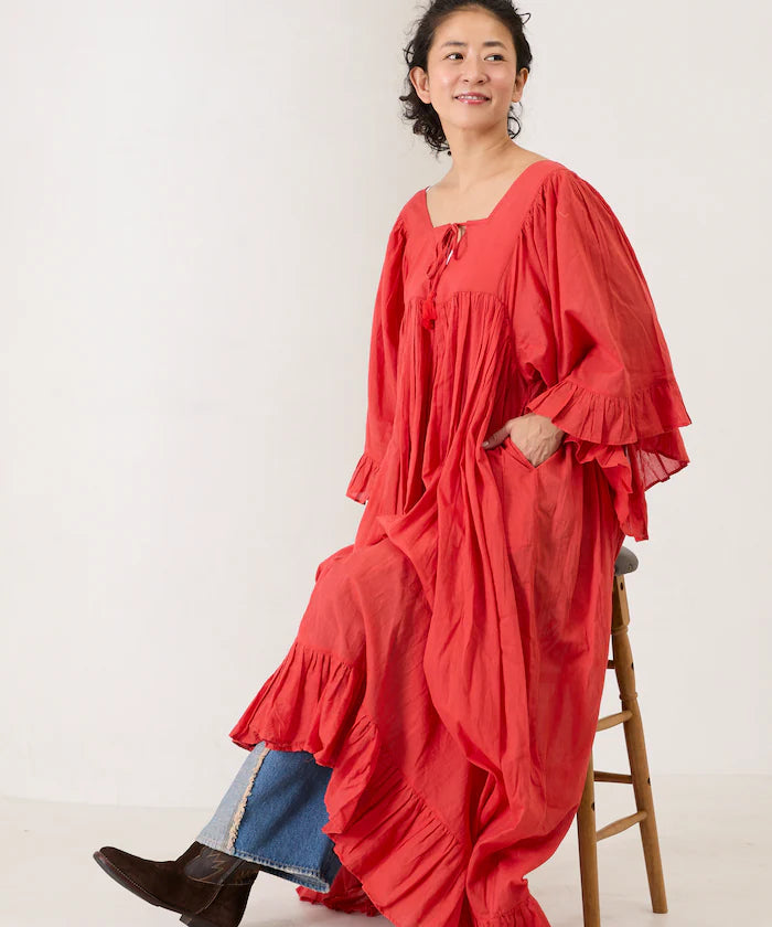 India Square Neck Frilled Dress