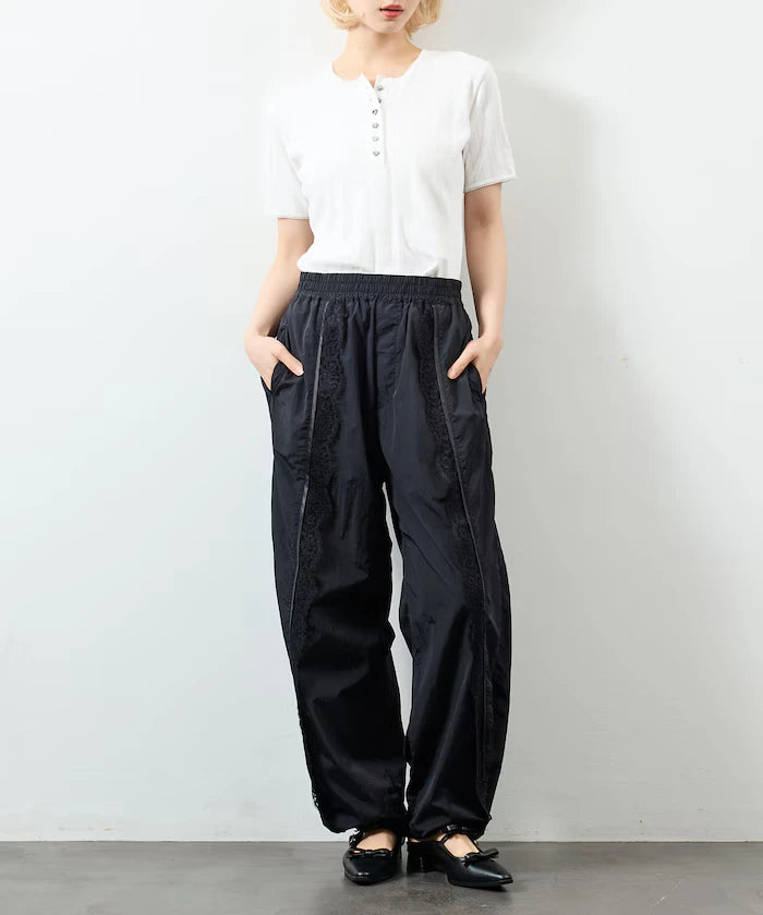 Nylon Lace Easy Wide Pants