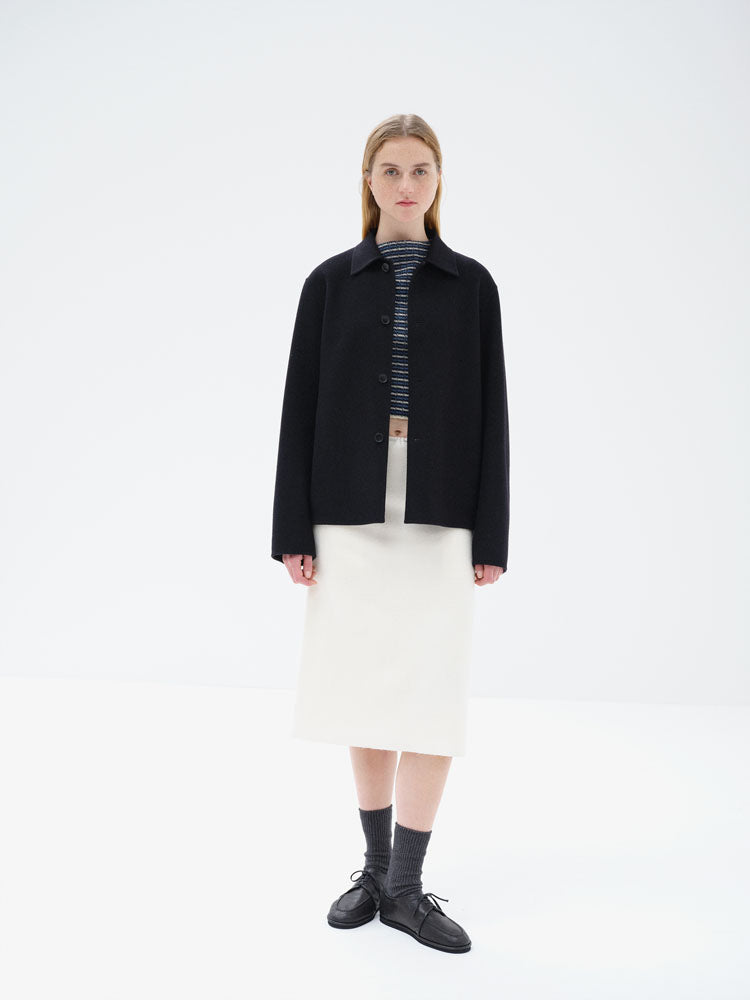 FULLED WOOL SILK SKIRT