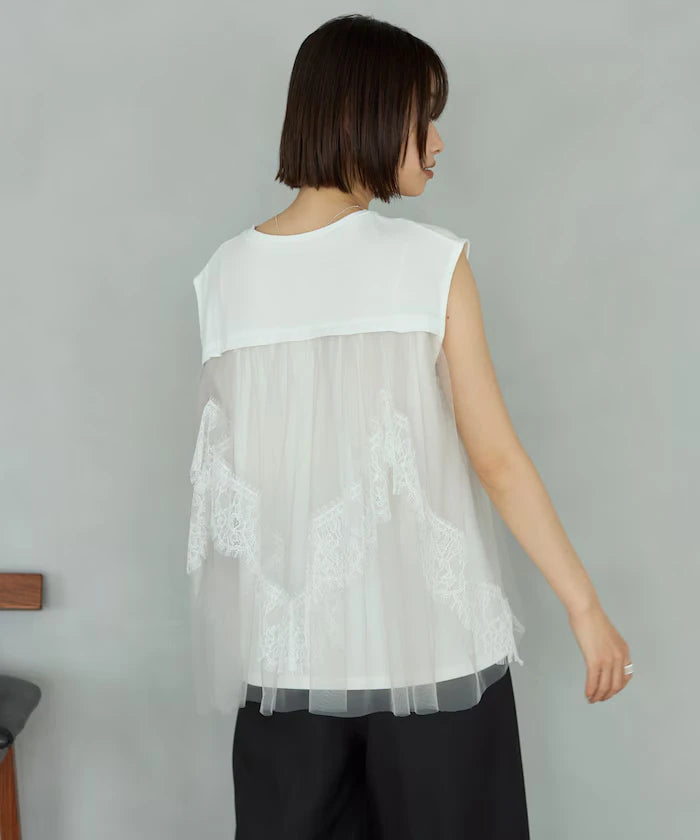 Organic Cotton Tulle Lace Docking Top
