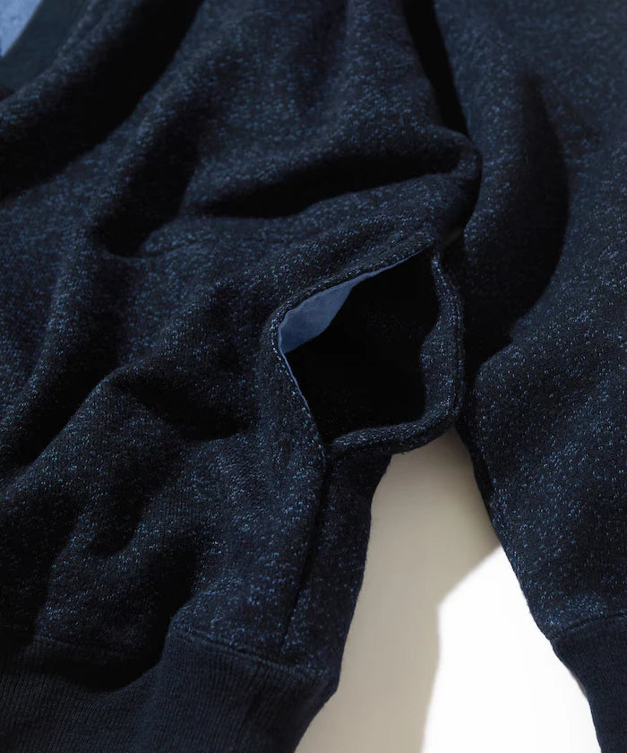 Merino Wool＋Cotton Loop Back V-neck Sweatshirt