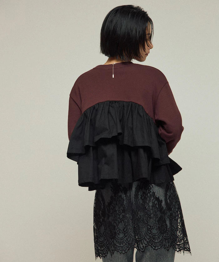 Organic Cotton Docking Frill Sweat / Relaxed Fit / Backed Sweat