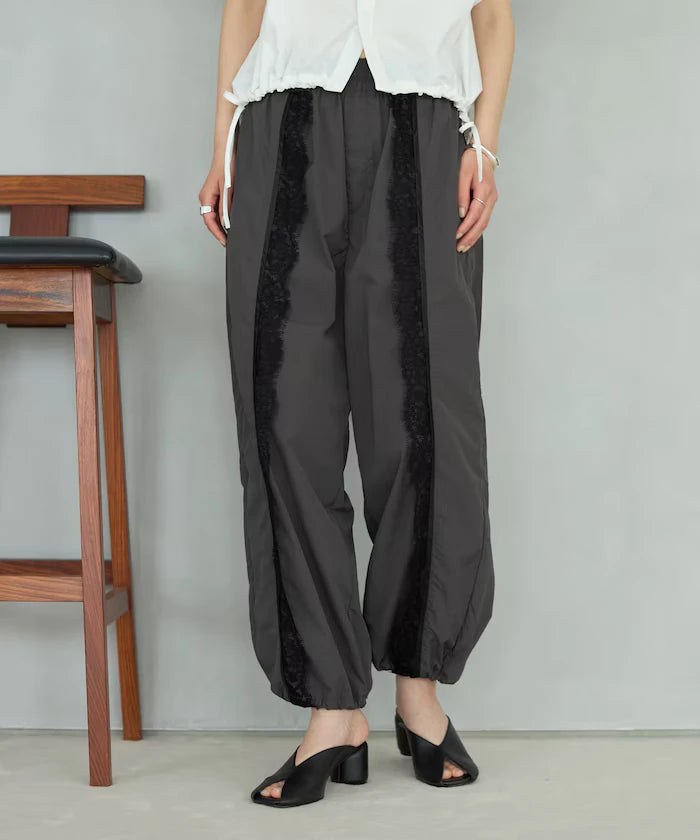 Nylon Lace Easy Wide Pants