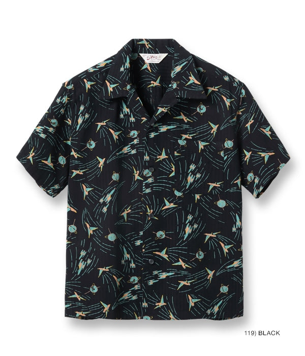 DOBBY COTTON OPEN SHIRT “SPACE SHIP