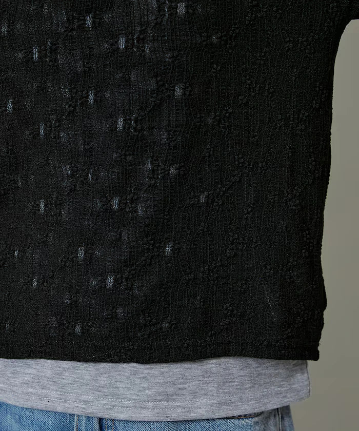 <Set Item> Cut x Jacquard Henry Neck T-Shirt Limited Edition