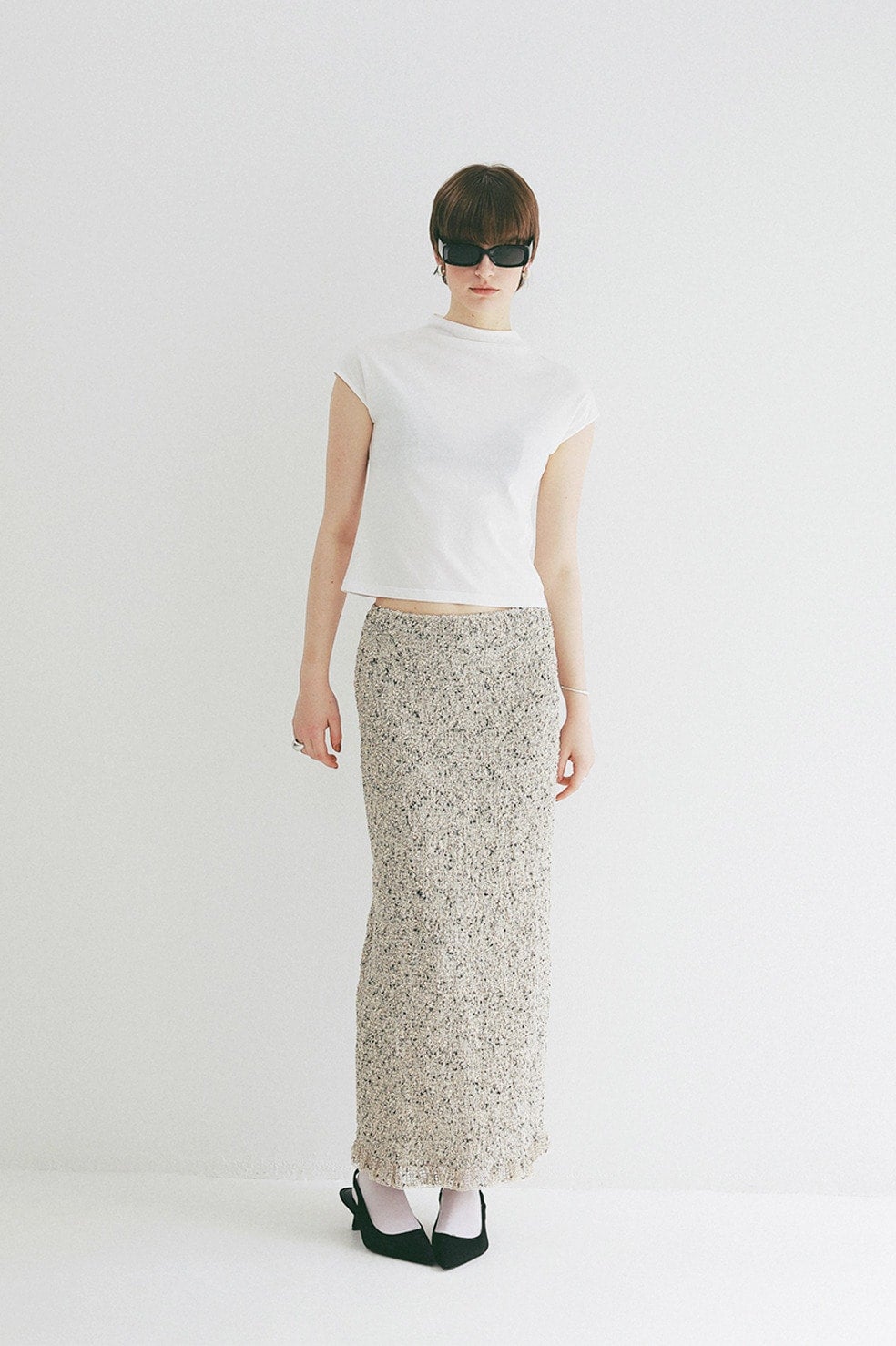 MIX MESH GATHER SKIRT
