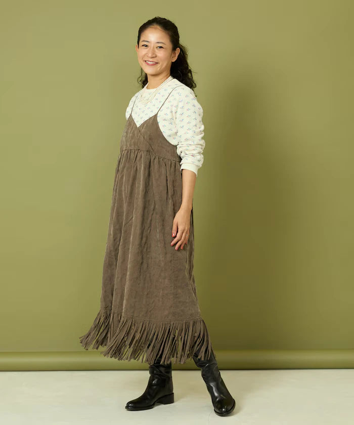 Fade-Processed Fringe Mini Dress