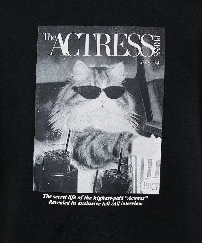 <Functional Material> MAGAZINE Cat Photo T-Shirt Limited Release