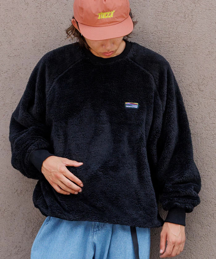 Relaxed Fit Raglan Sleeve Shaggy Fleece Pullover