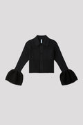 FLUTED ORNAMENT CROPPED SHIRT CARDIGAN