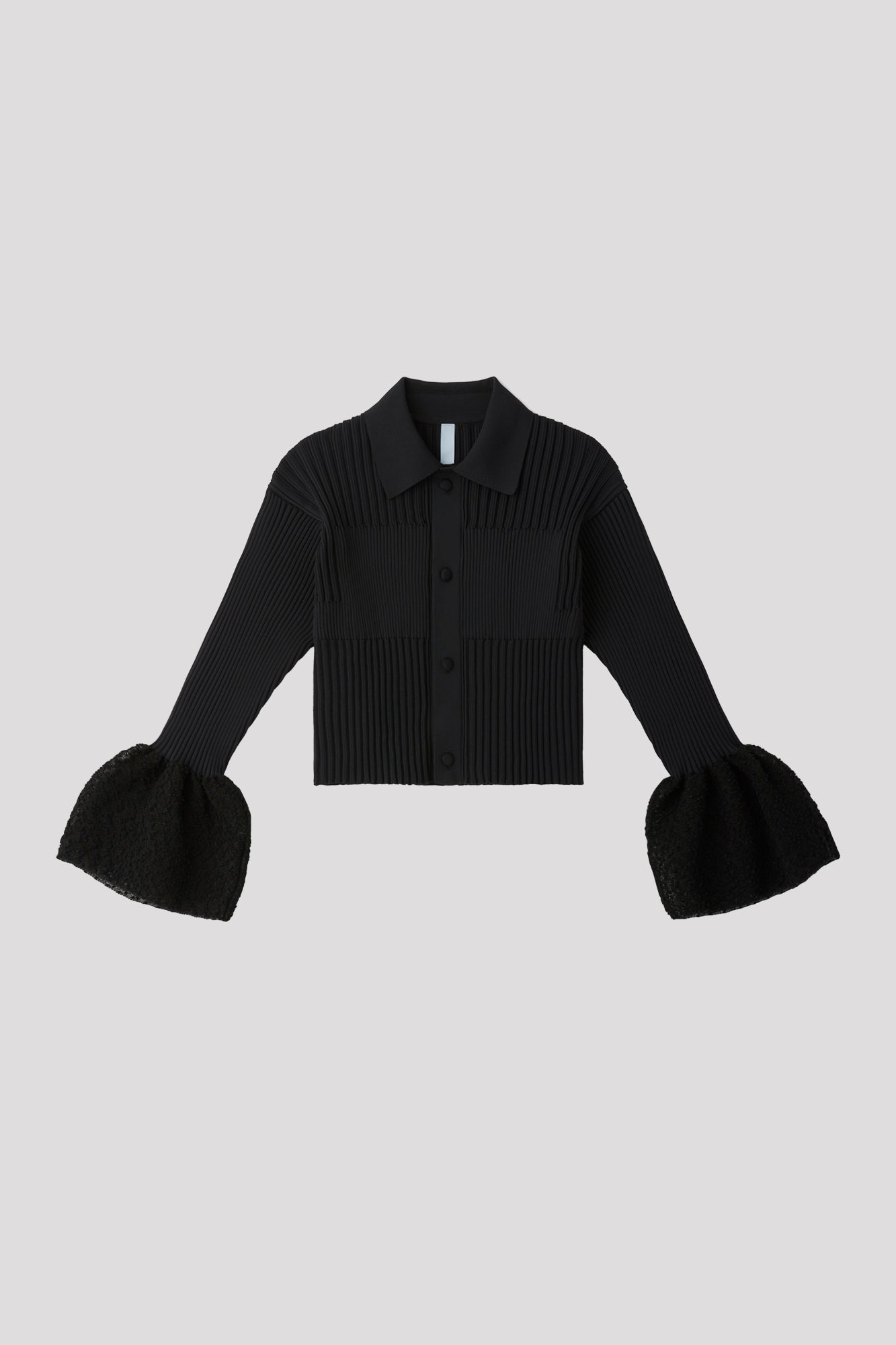 FLUTED ORNAMENT CROPPED SHIRT CARDIGAN