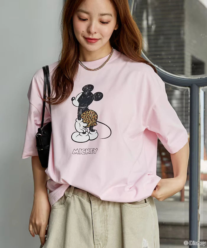 <Functional Material>Mickey Mouse & Minnie Mouse/Face T-Shirt Limited Edition