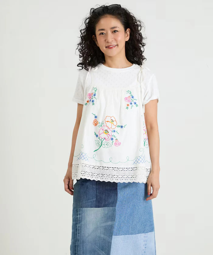 India Shoulder Ribbon Embroidered Remake Style Camisole