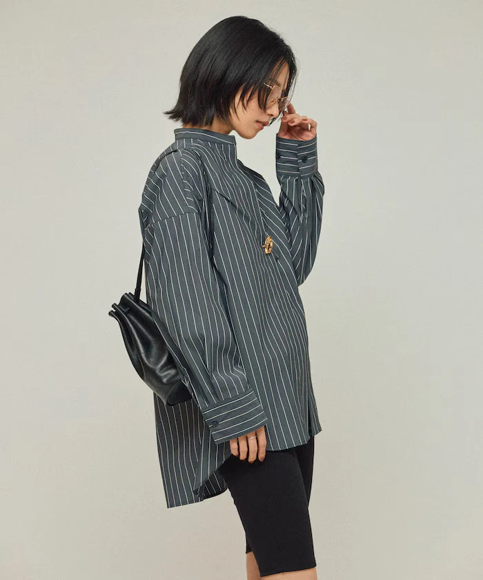 Oversized Long Sleeve Brooch Shirt