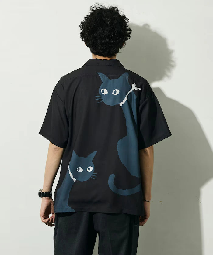 Open Collar Big Pattern Short Sleeve Shirt / Big Silhouette