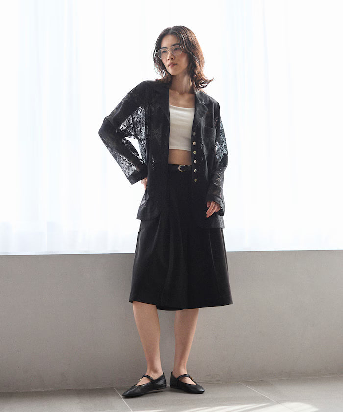 [February 12 12:00 Release] Panel Lace Shirt Jacket / Compatible with Setup