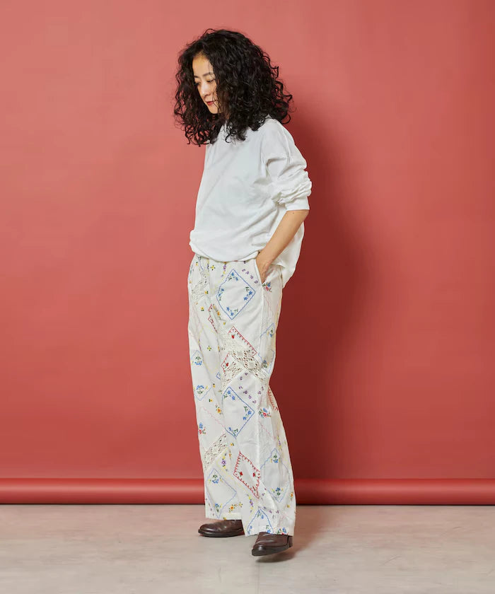 Flower Handkerchief Embroidered Pants