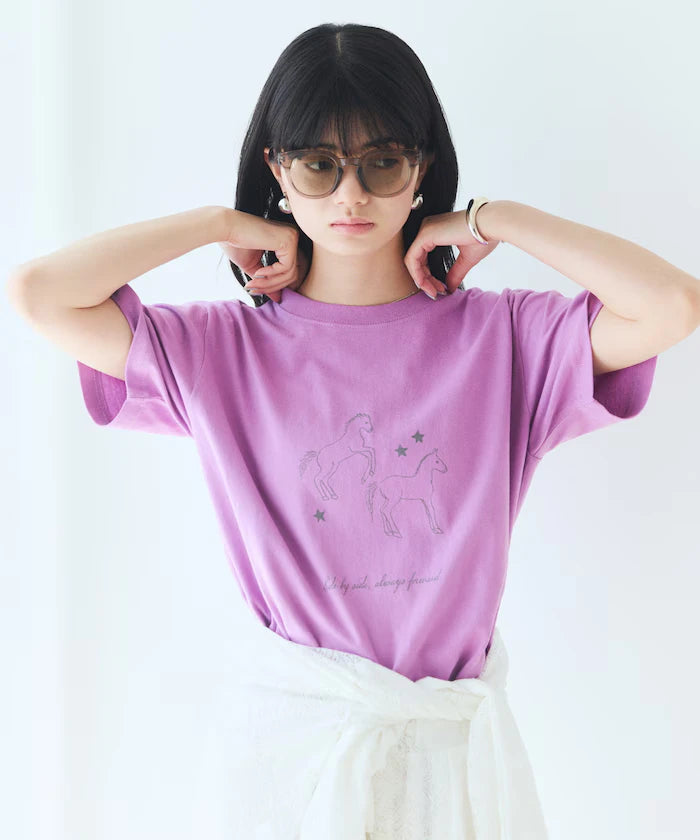 Comfortable Horse Print Crew Neck T-Shirt
