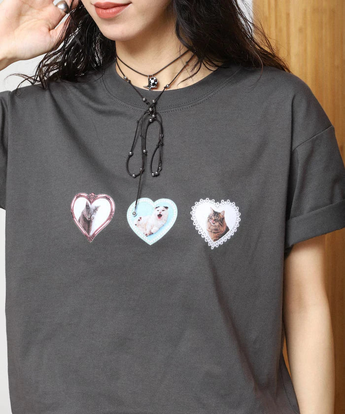 Organic Cotton Animal Heart Print T-Shirt