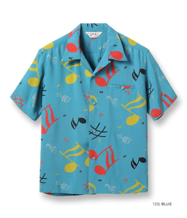HIGH DENSITY RAYON OPEN SHIRT “ROCKIN' NOTES”