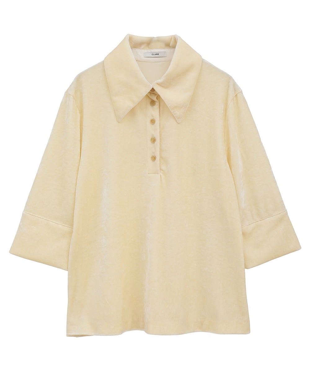CRUSHED VELOUR POLO TOPS