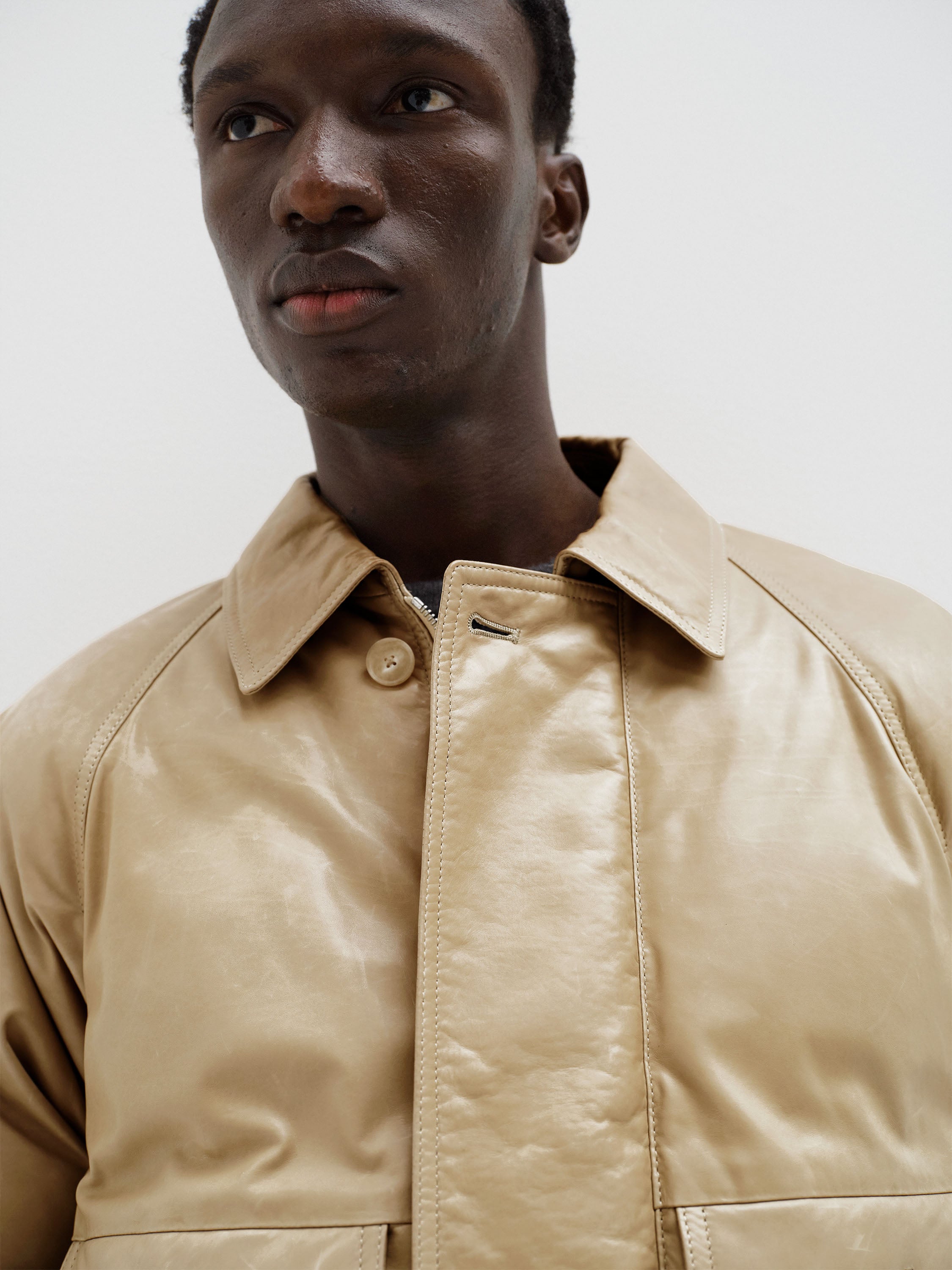 FINE CALF LEATHER DOWN BLOUSON