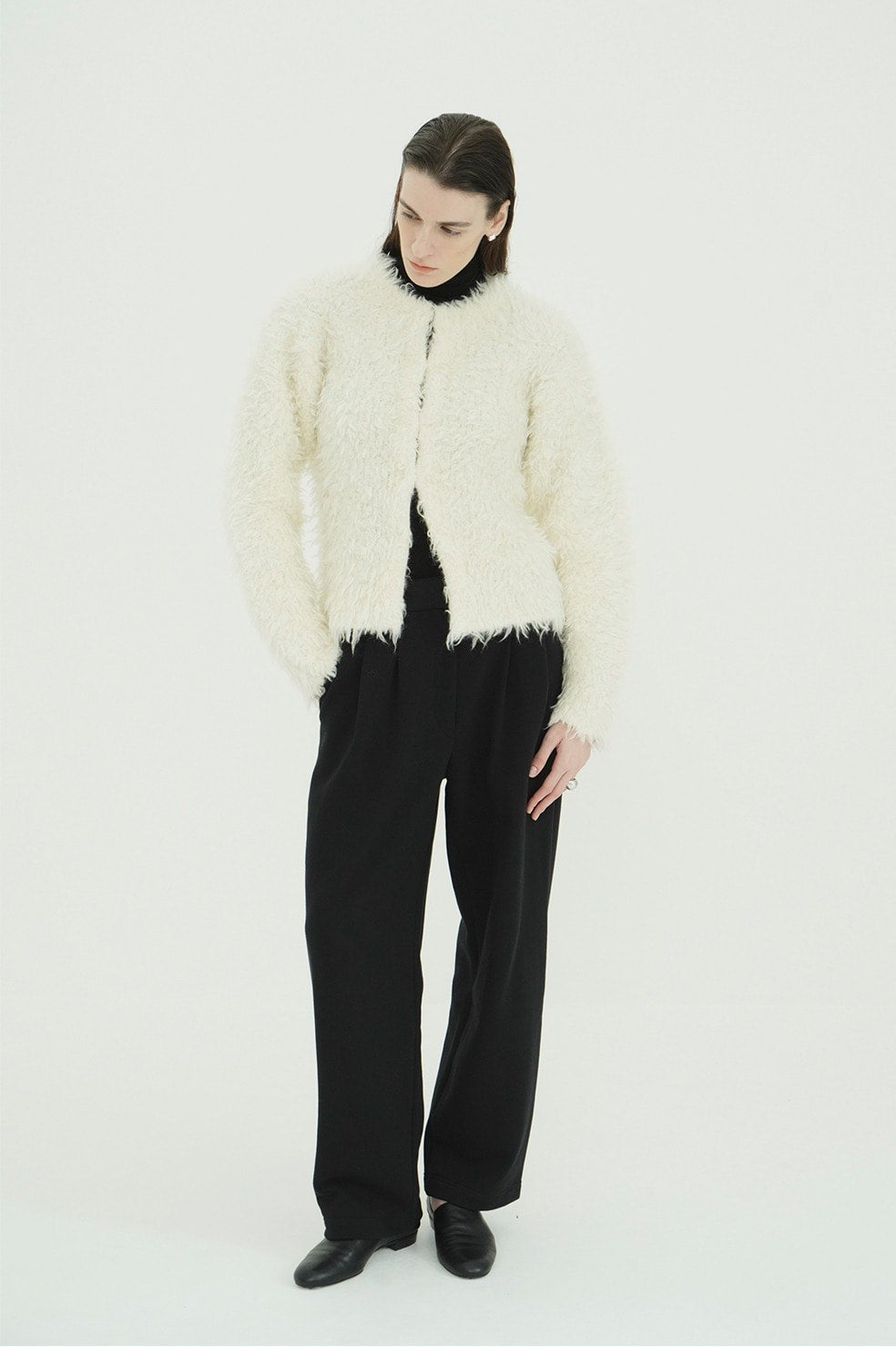 SHAGGY COMPACT KNIT CARDIGAN