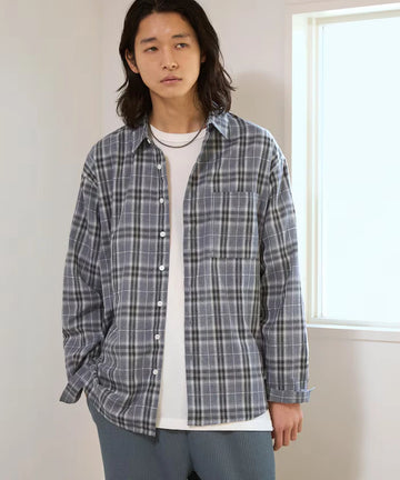Big Silhouette Ombre Check Shirt / Long Sleeve