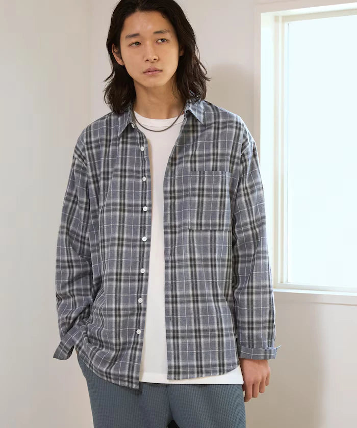 Big Silhouette Ombre Check Shirt / Long Sleeve