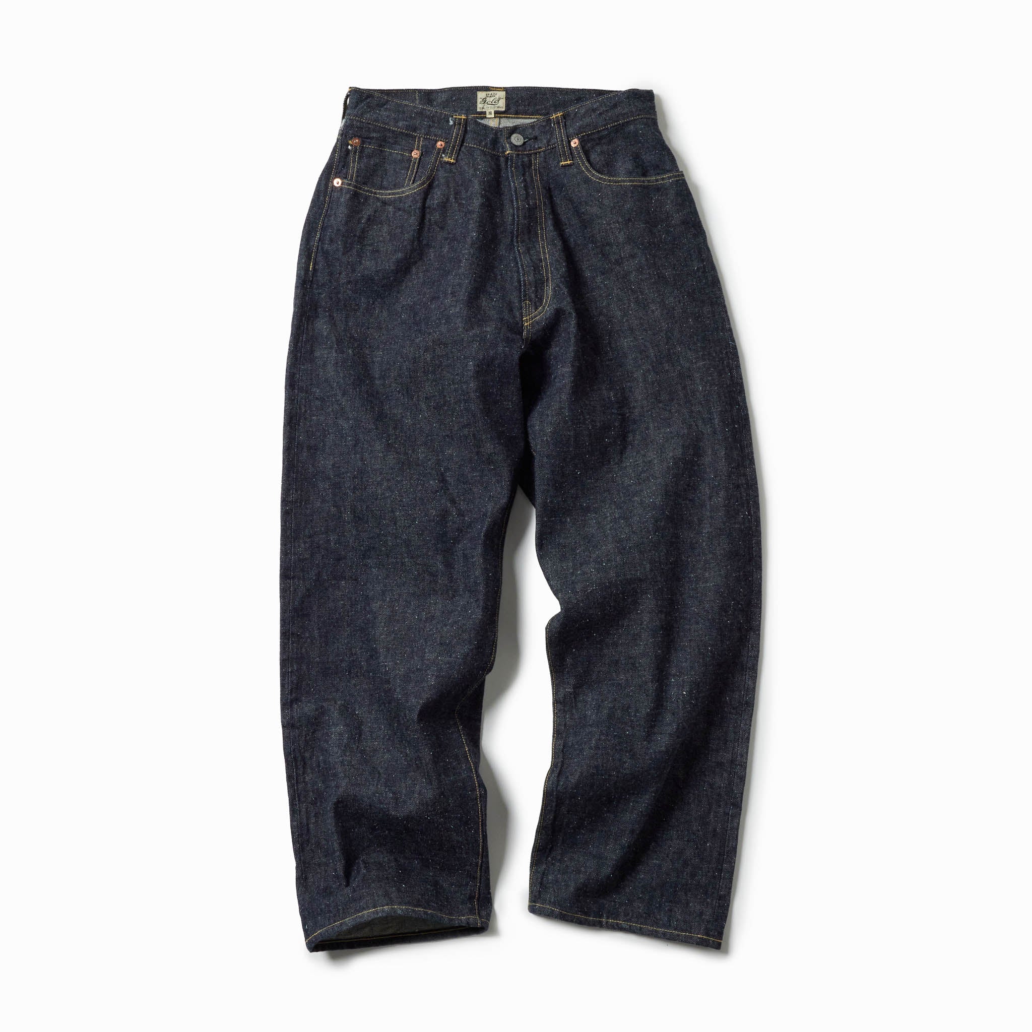 GL42579A / RECYCLED WASTE SUVIN COTTON YARN 14oz. DENIM 5POCKET WIDE PANTS