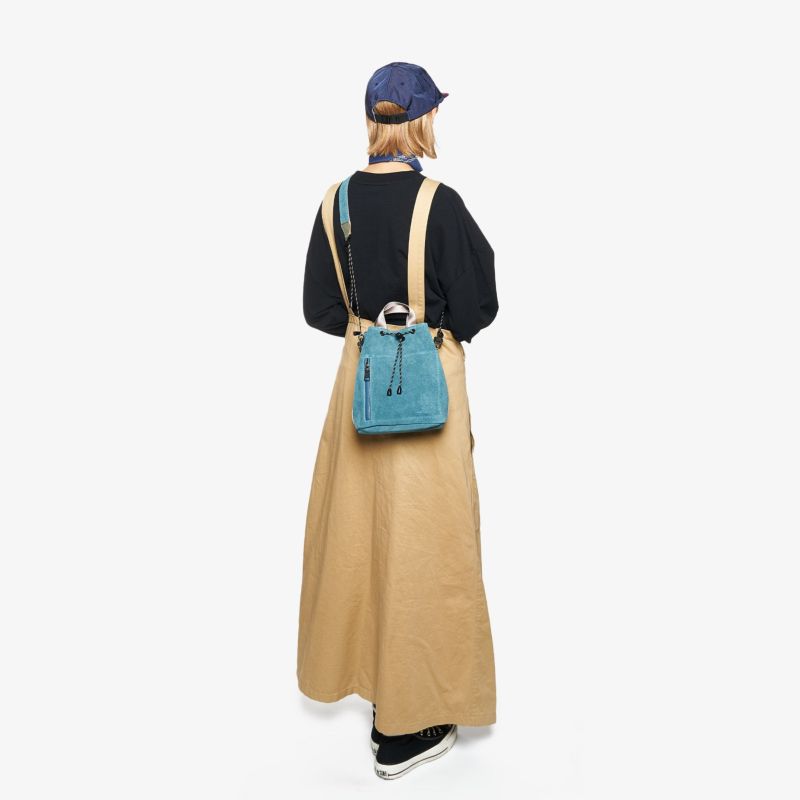 WATER PROOF SUEDE DRAWSTRING BAG/BLACK