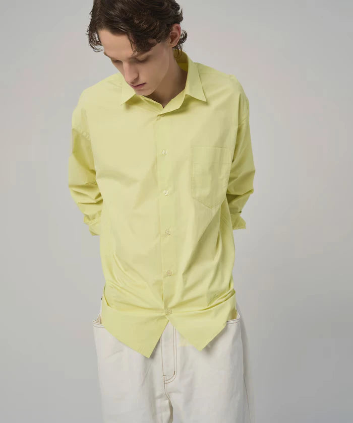 Nuance Color Oversized Regular Collar Long Sleeve Shirt