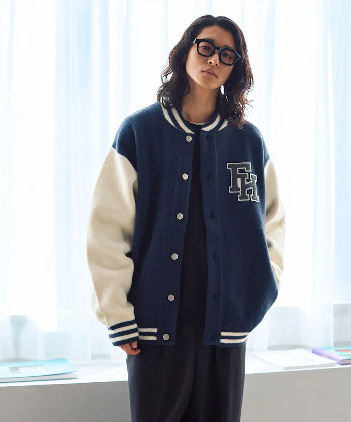 Relaxed Fit Logo Knit Varsity Jacket