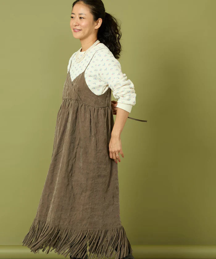 Fade-Processed Fringe Mini Dress