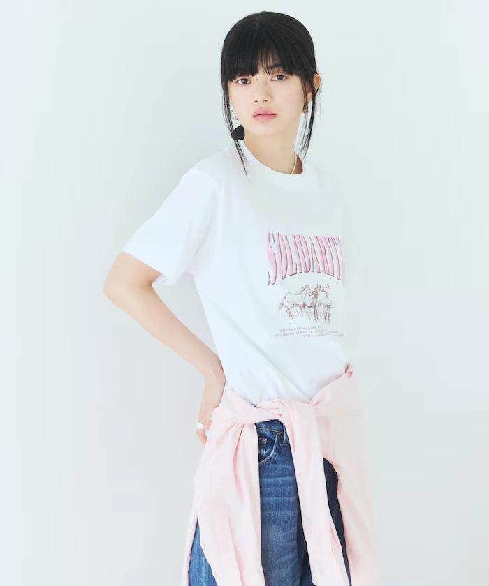 Comfortable Logo Horse Print Crew Neck T-Shirt