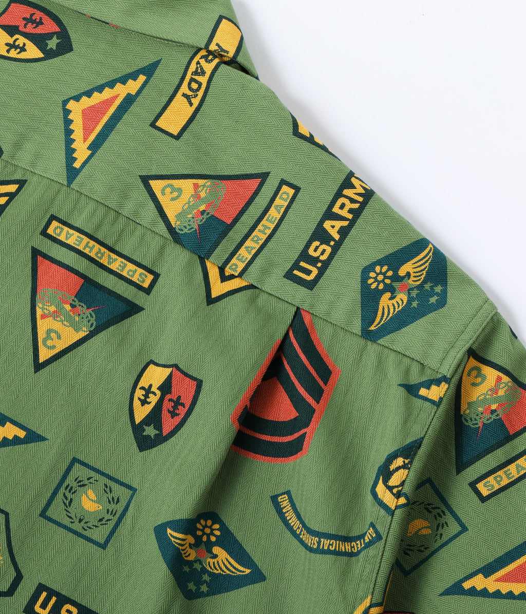 Cotton Herringbone Hawaiian Shirt "Insignia Of Army"
