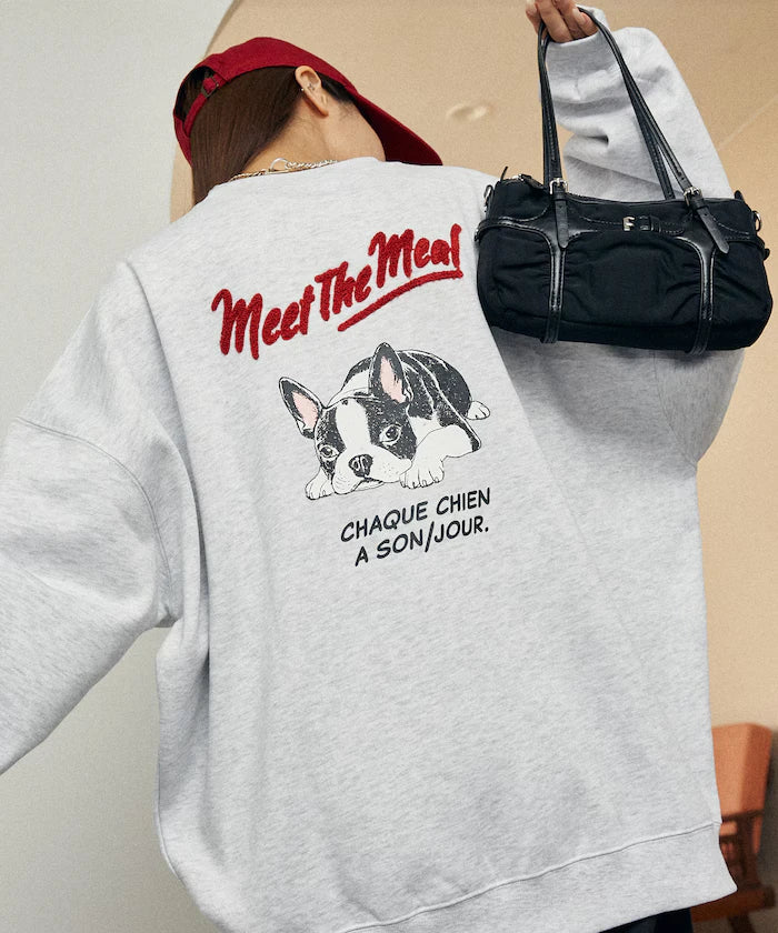 Sagara Embroidery French Bulldog Fleece-Lined Sweatshirt Limited Edition