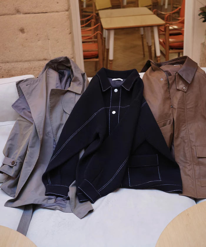 Oversized leatherette blouson / Mixed material switching