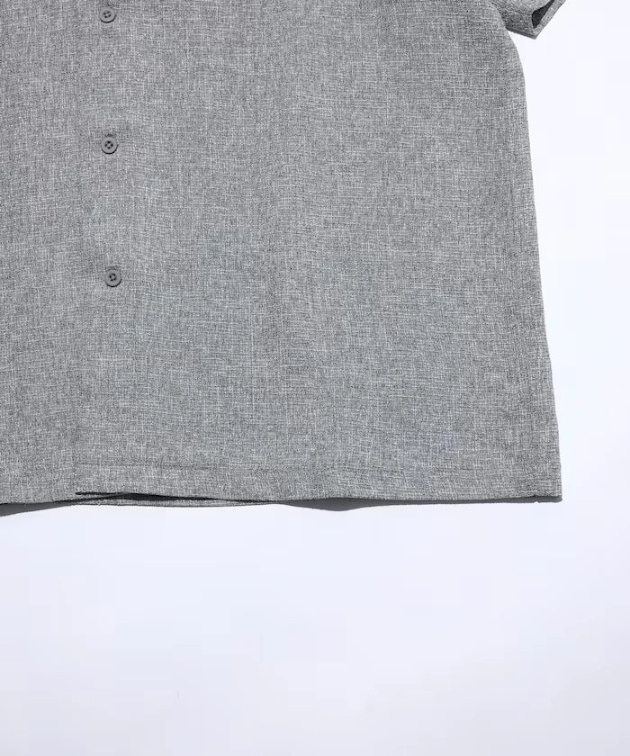 Dry Touch Summer Tweed Short Sleeve Open Collar Shirt