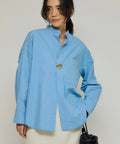 Oversized Long Sleeve Brooch Shirt